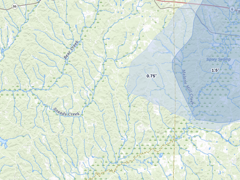 NEXRAD radar-signature map of the hail storm over Gordo, AL on Jul 1, 2026