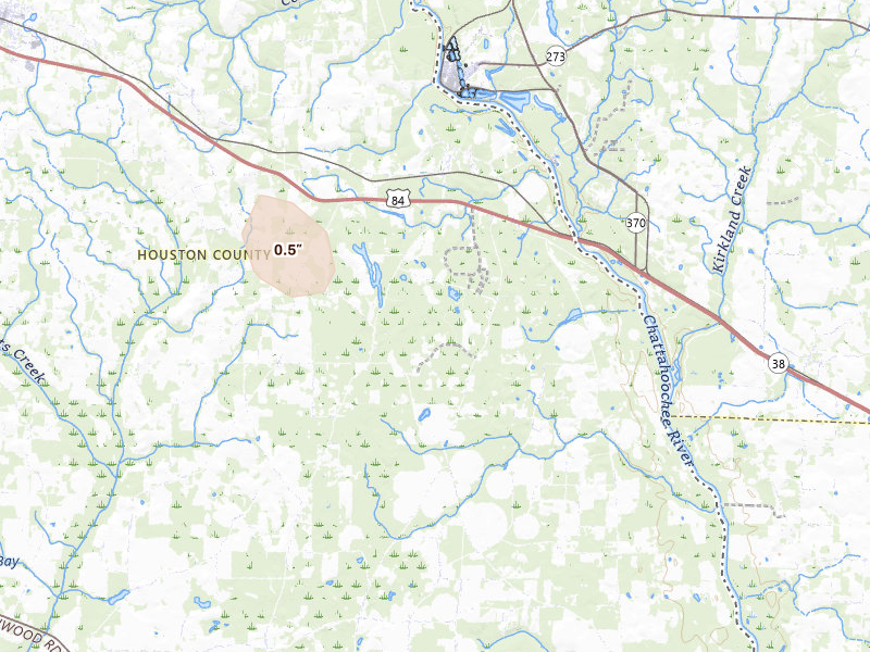 Radar-estimated hail-size map of the storm over Gordon, AL