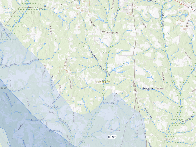 NEXRAD radar-signature map of the hail storm over Goshen, AL on Sep 6, 2026