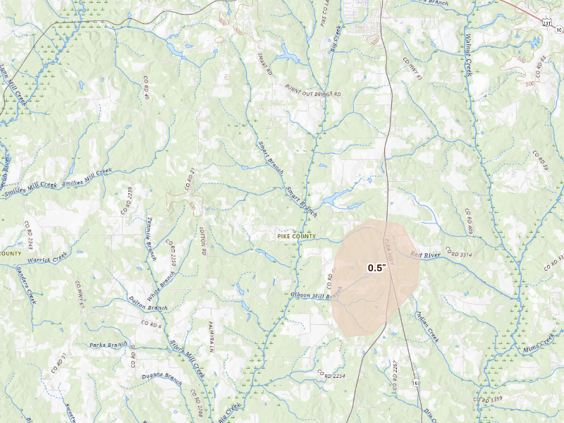 Radar-estimated hail-size map of the storm over Goshen, AL
