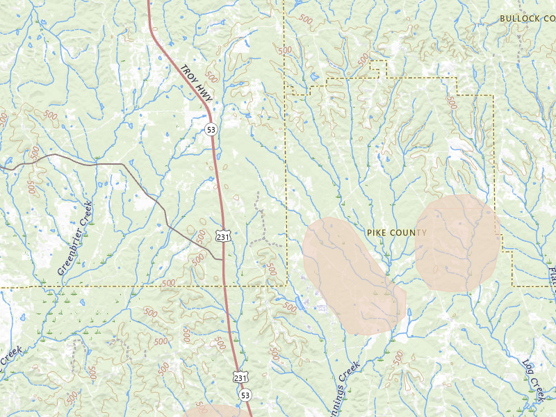 Radar-estimated hail-size map of the storm over Grady, AL