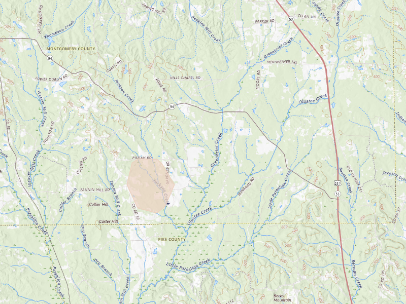 Radar-estimated hail-size map of the storm over Grady, AL
