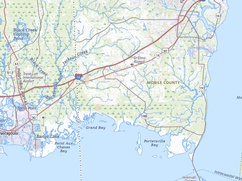 Radar-estimated hail-size map of the storm over Grand Bay, AL on Jul 18, 2026