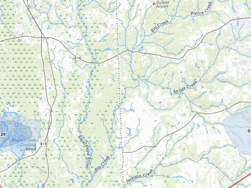 NEXRAD radar-signature map of the hail storm over Grand Bay, AL on Aug 16, 2026
