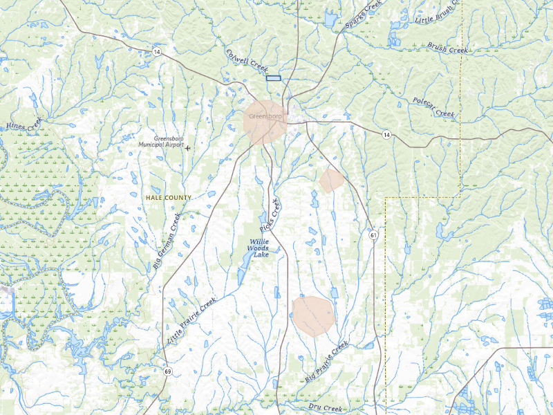 Radar-estimated hail-size map of the storm over Greensboro, AL