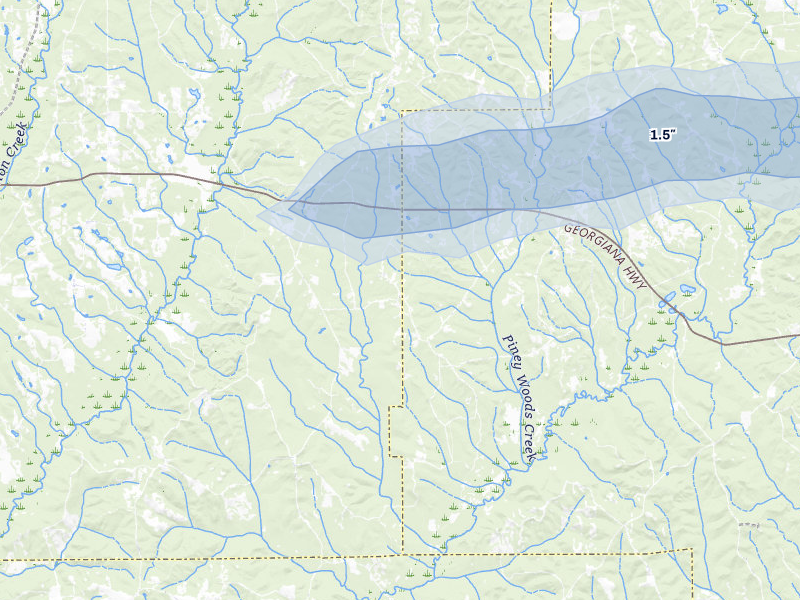 NEXRAD radar-signature map of the hail storm over Greenville, AL on May 6, 2026