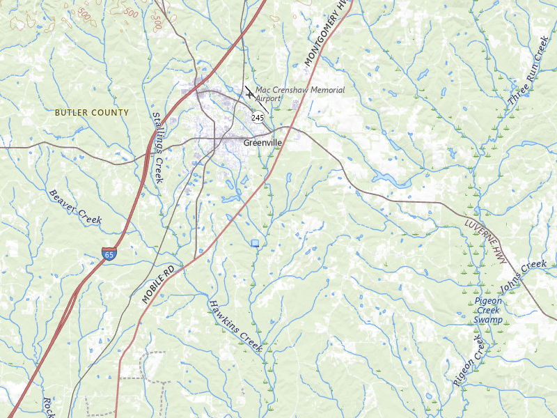 Radar-estimated hail-size map of the storm over Greenville, AL on Jun 30, 2026
