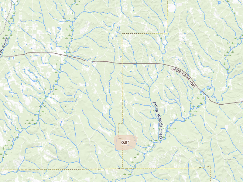 Radar-estimated hail-size map of the storm over Greenville, AL