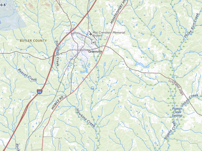 NEXRAD radar-signature map of the hail storm over Greenville, AL on Jul 6, 2026
