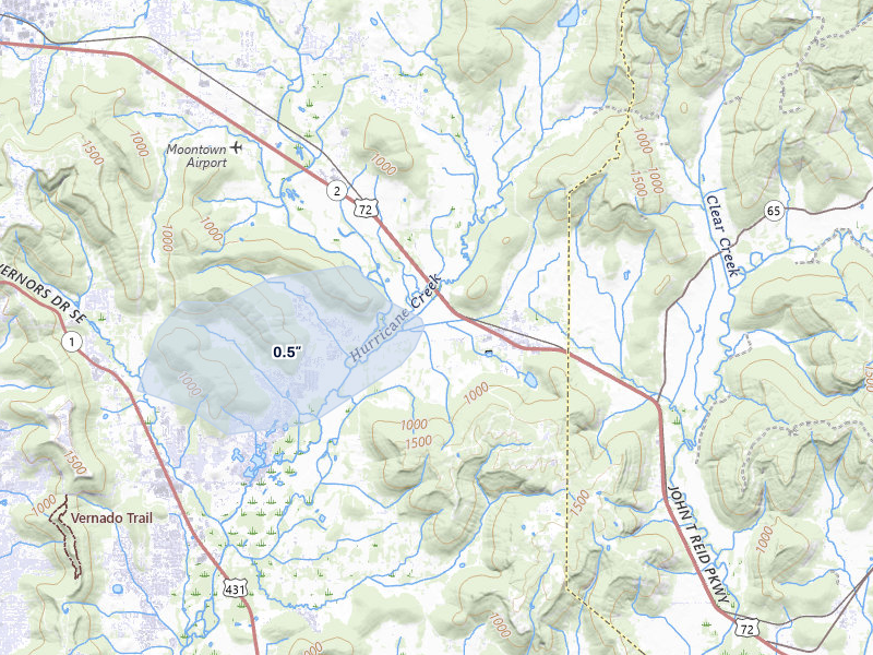 NEXRAD radar-signature map of the hail over Gurley, AL