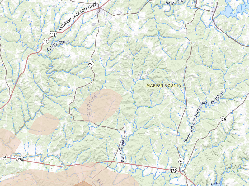 Radar-estimated hail-size map of the storm over Hackleburg, AL on Apr 28, 2026