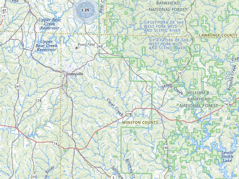 NEXRAD radar-signature map of the hail storm over Haleyville, AL on Jul 5, 2026