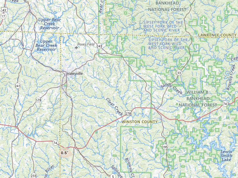 Radar-estimated hail-size map of the storm over Haleyville, AL on Jul 9, 2026