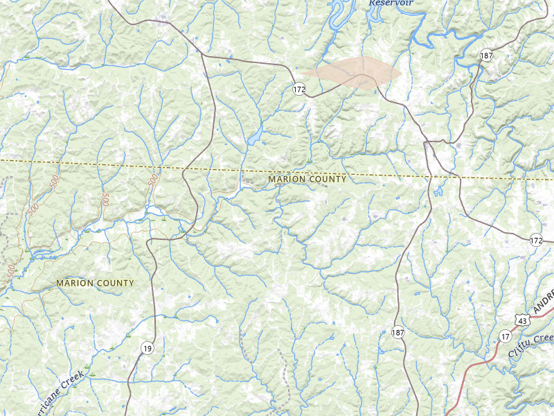 Radar-estimated hail-size map of the storm over Hamilton, AL on Feb 26, 2026