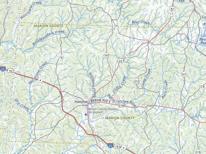 Radar-estimated hail-size map of the storm over Hamilton, AL on Jul 19, 2026