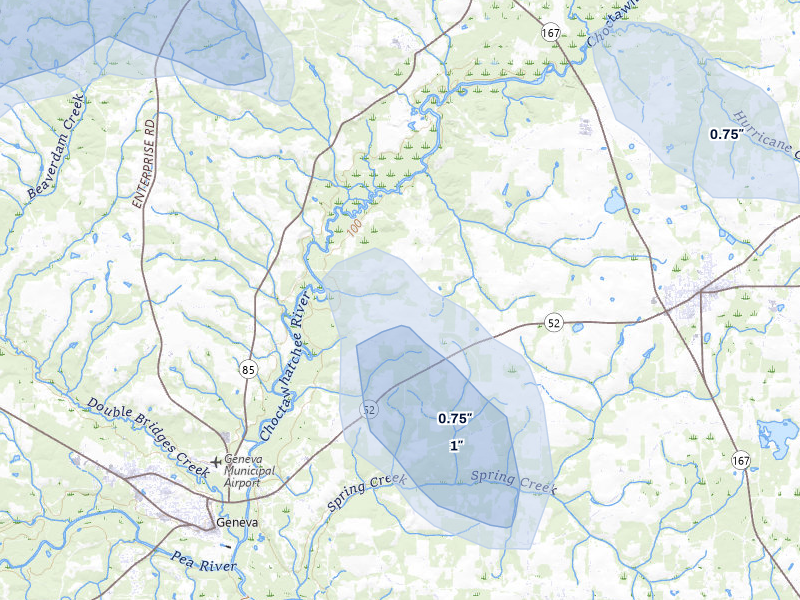 NEXRAD radar-signature map of the hail storm over Hartford, AL on Mar 31, 2026