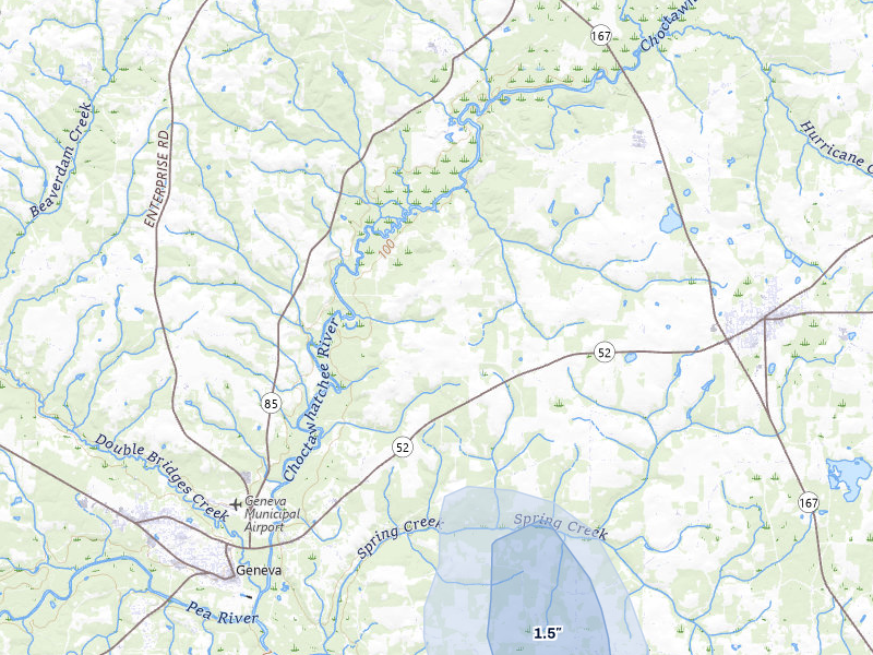 NEXRAD radar-signature map of the hail storm over Hartford, AL on Aug 9, 2026