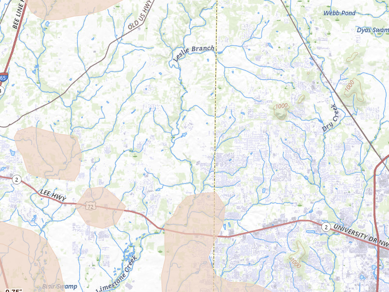 Radar-estimated hail-size map of the storm over Harvest, AL on Jul 1, 2026
