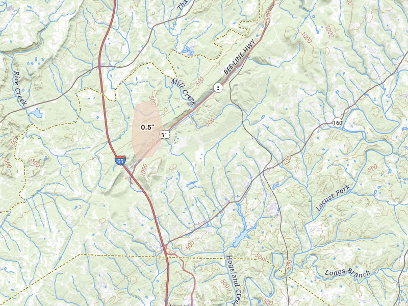 Radar-estimated hail-size map of the storm over Hayden, AL