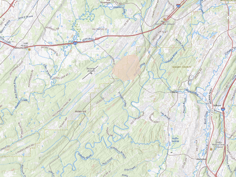 Radar-estimated hail-size map of the storm over Helena, AL