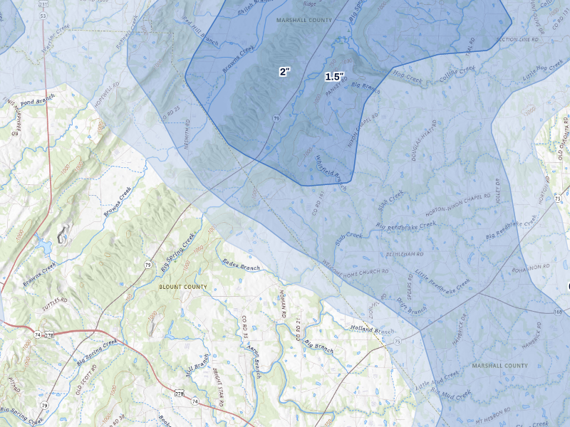 NEXRAD radar-signature map of the hail storm over Horton, AL on Aug 20, 2026