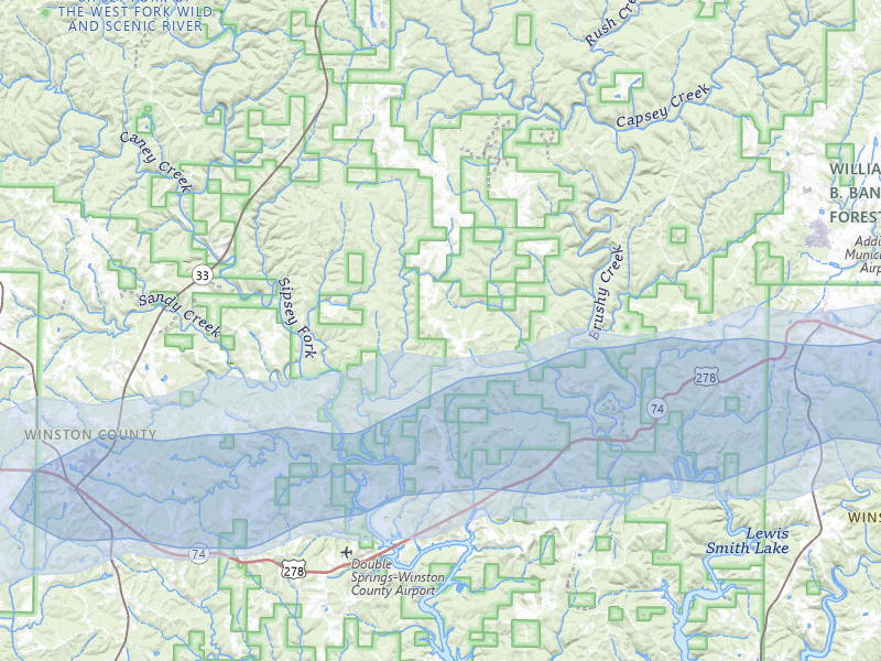 NEXRAD radar-signature map of the hail storm over Houston, AL on May 6, 2026