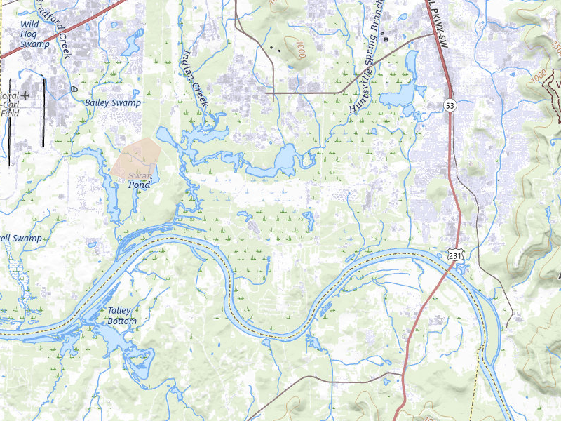 Radar-estimated hail-size map of the storm over Huntsville, AL on Apr 27, 2026