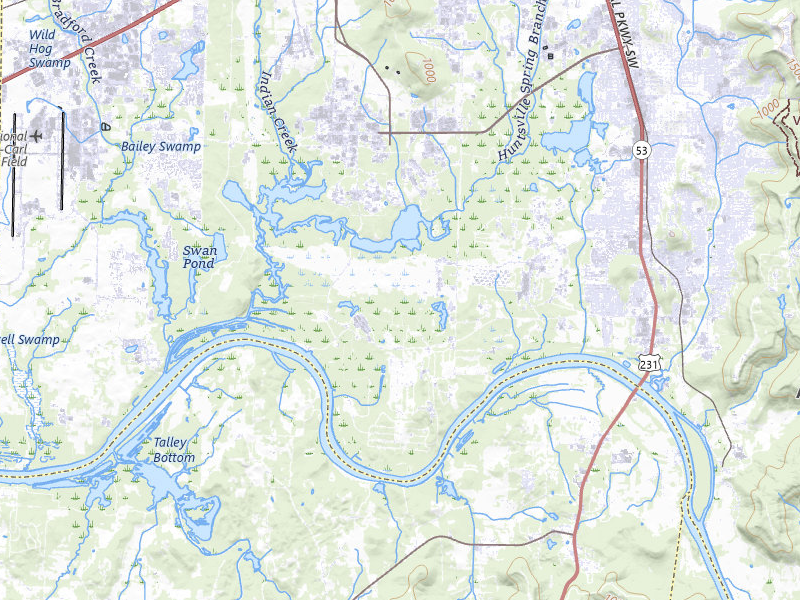NEXRAD radar-signature map of the hail storm over Huntsville, AL on Jun 1, 2026