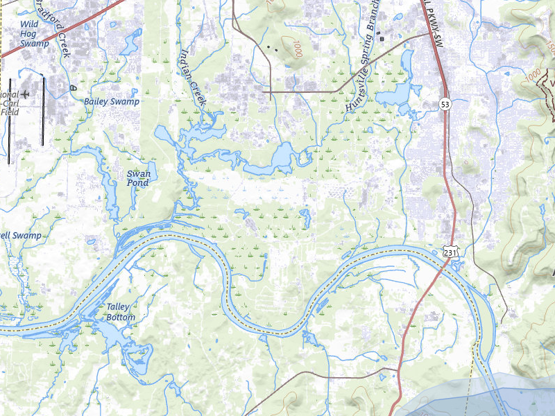 NEXRAD radar-signature map of the hail storm over Huntsville, AL on Jul 10, 2026