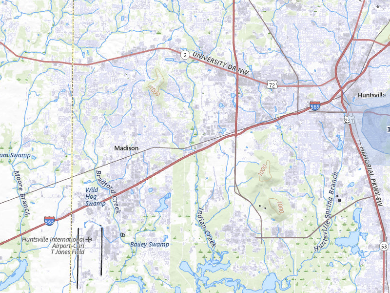 NEXRAD radar-signature map of the hail storm over Huntsville, AL on Aug 26, 2026