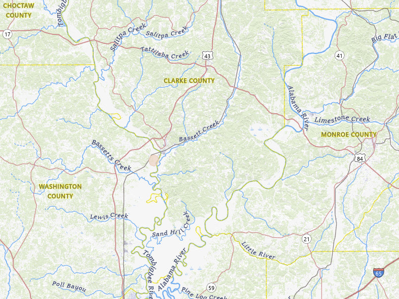Radar-estimated hail-size map of the storm over Jackson, AL on Jul 30, 2026