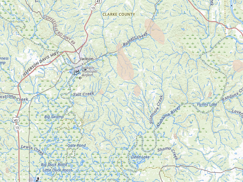 Radar-estimated hail-size map of the storm over Jackson, AL on Aug 19, 2026