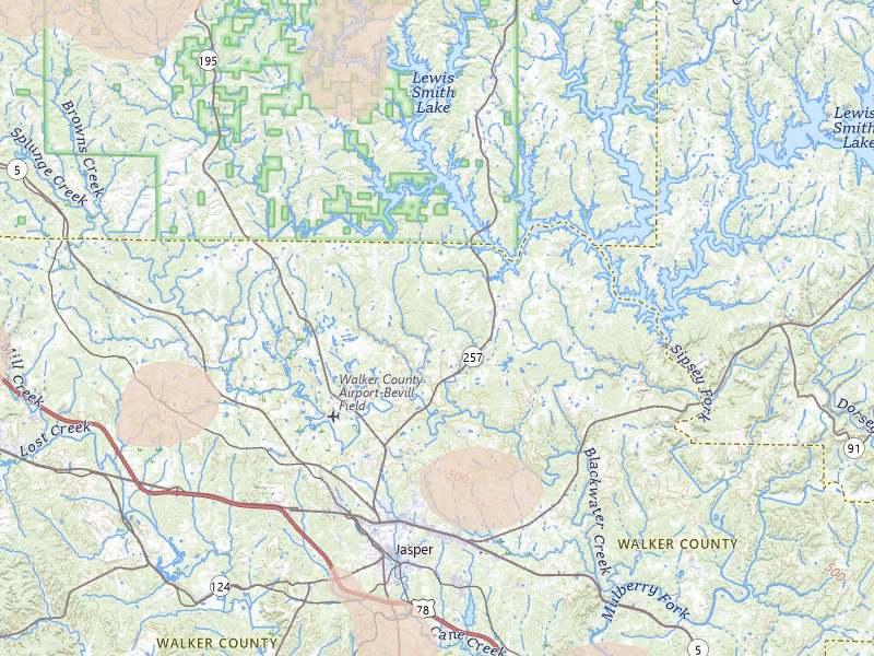 Radar-estimated hail-size map of the storm over Jasper, AL on Jul 1, 2026