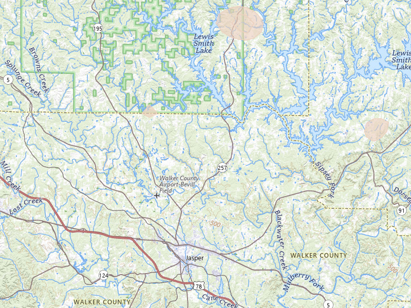 Radar-estimated hail-size map of the storm over Jasper, AL on Jul 3, 2026