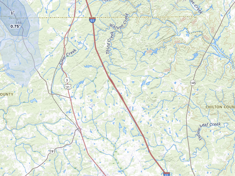 NEXRAD radar-signature map of the hail storm over Jemison, AL on Jul 6, 2026