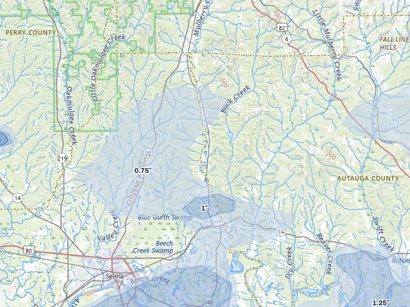 NEXRAD radar-signature map of the hail storm over Jones, AL on May 6, 2026