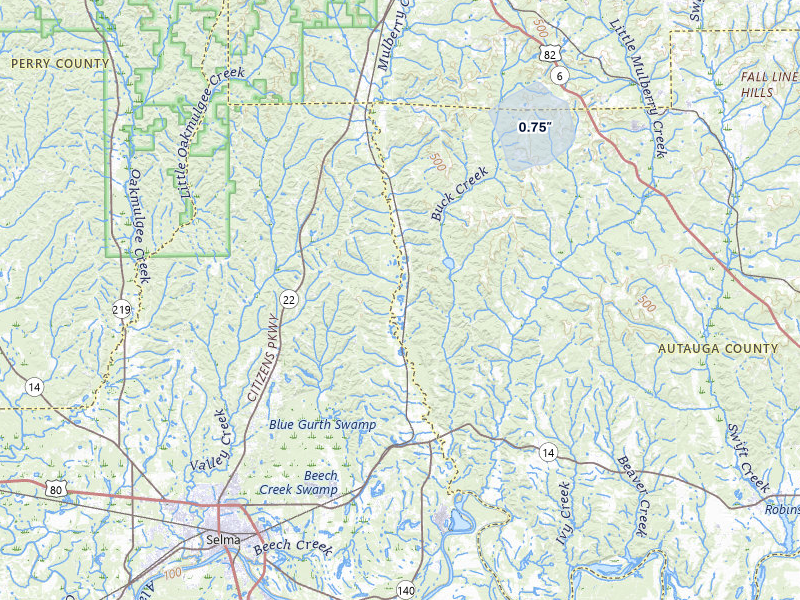 NEXRAD radar-signature map of the hail over Jones, AL