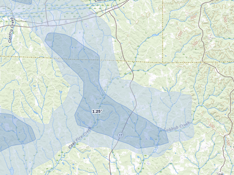 NEXRAD radar-signature map of the hail storm over Kennedy, AL on Jun 1, 2026