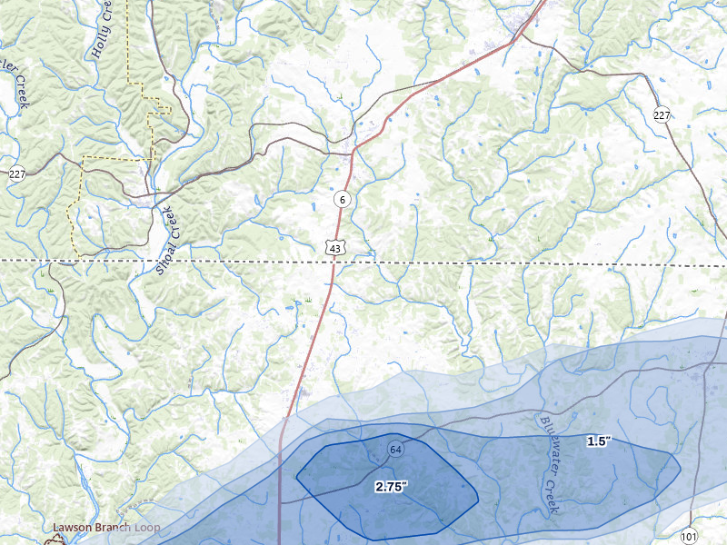 NEXRAD radar-signature map of the hail over Killen, AL