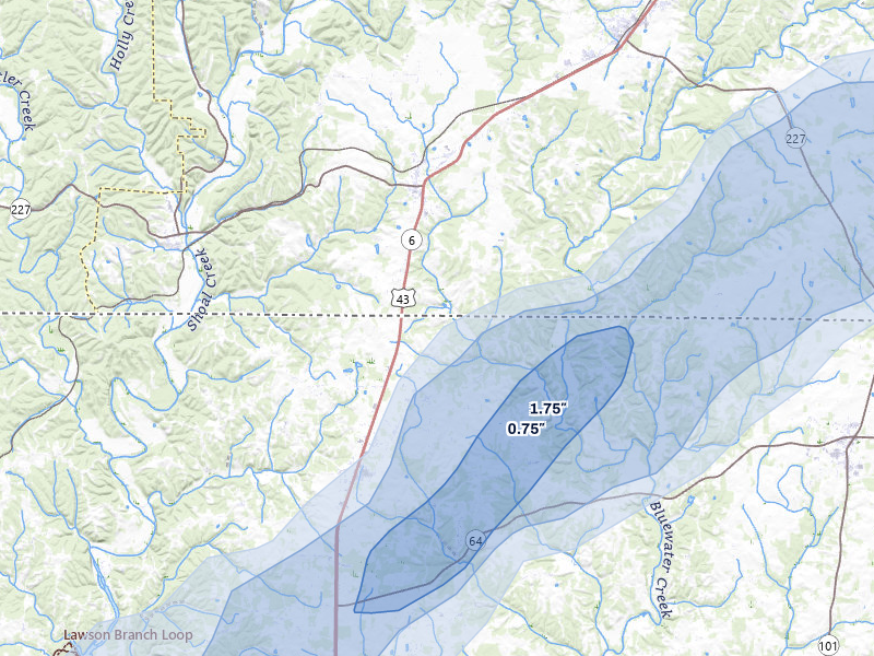 NEXRAD radar-signature map of the hail over Killen, AL