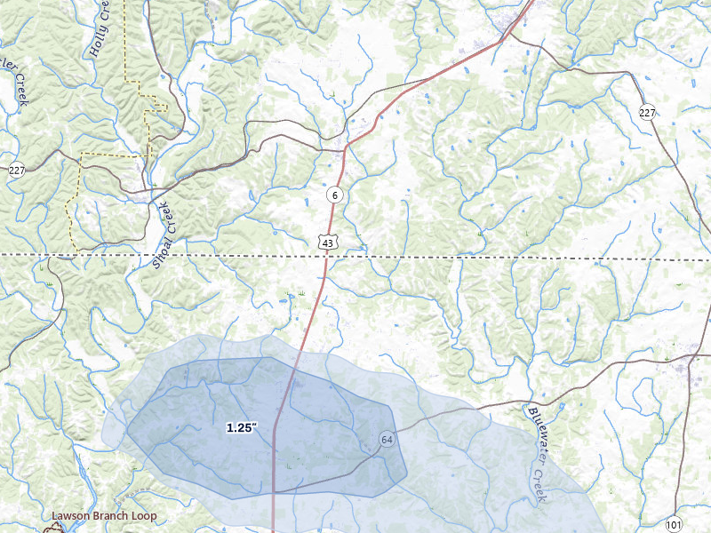 NEXRAD radar-signature map of the hail storm over Killen, AL on Jun 1, 2026