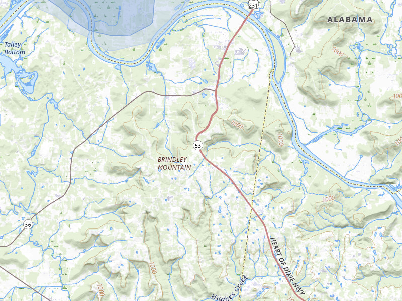 NEXRAD radar-signature map of the hail storm over Laceys Spring, AL on Aug 17, 2026