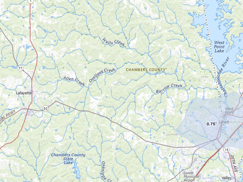 NEXRAD radar-signature map of the hail storm over Lanett, AL on Jul 5, 2026