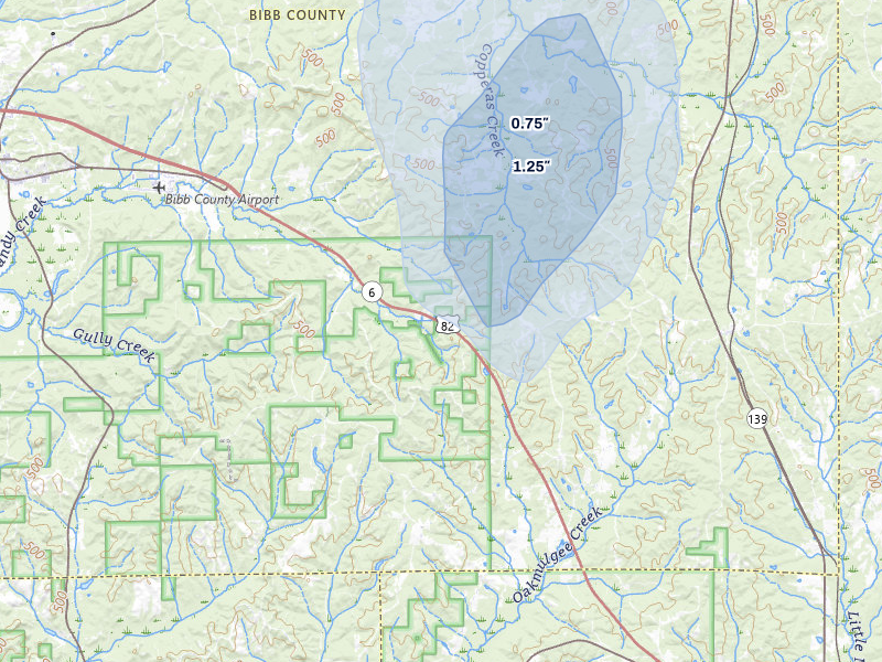 NEXRAD radar-signature map of the hail storm over Lawley, AL on Jun 1, 2026