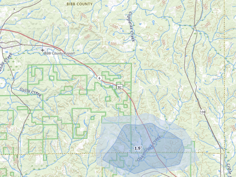 NEXRAD radar-signature map of the hail storm over Lawley, AL on Jul 6, 2026