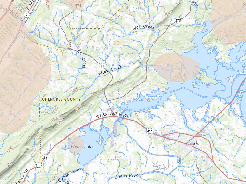 Radar-estimated hail-size map of the storm over Leesburg, AL on Aug 20, 2026
