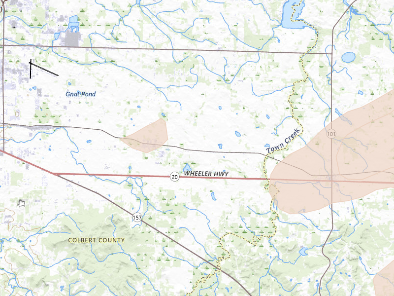 Radar-estimated hail-size map of the storm over Leighton, AL on Aug 26, 2026