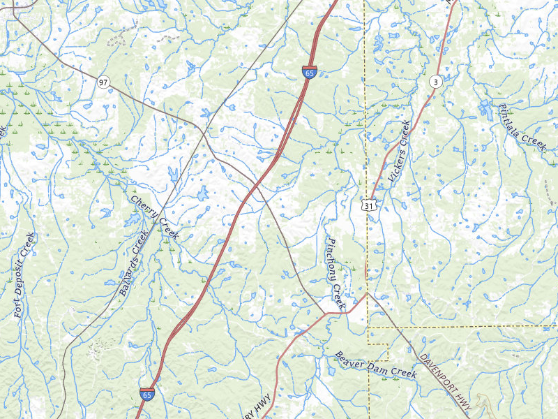 Radar-estimated hail-size map of the storm over Letohatchee, AL on Mar 15, 2026