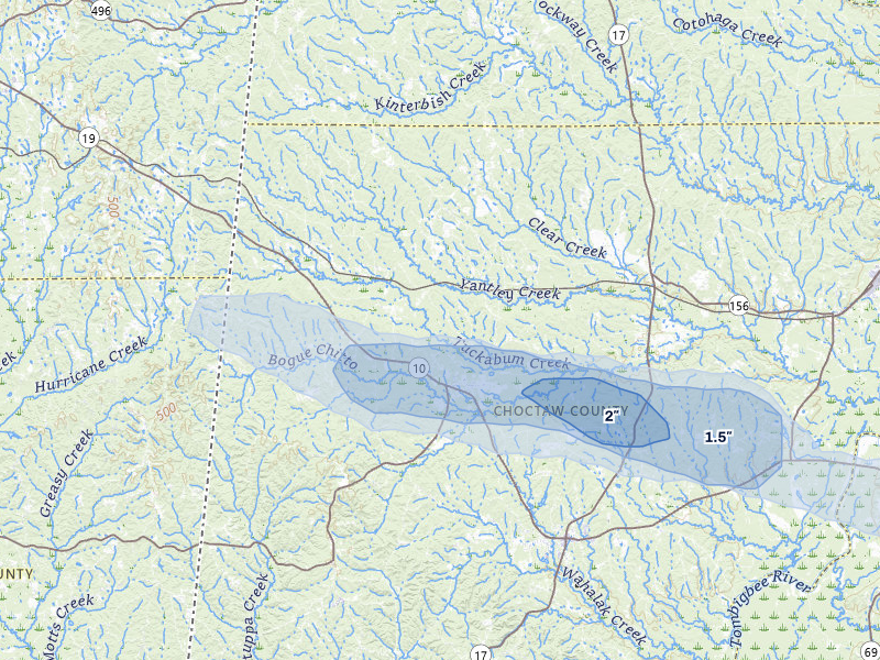 NEXRAD radar-signature map of the hail storm over Lisman, AL on Apr 28, 2026