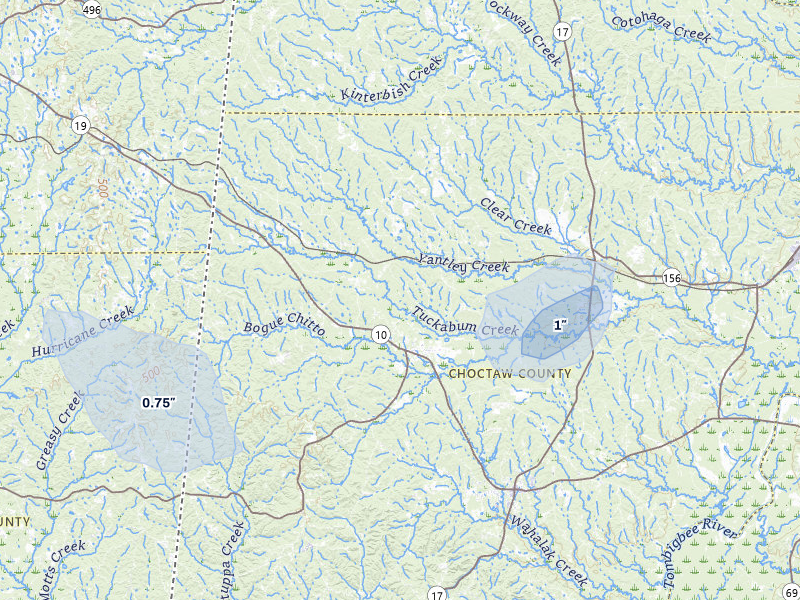 NEXRAD radar-signature map of the hail storm over Lisman, AL on Aug 20, 2026